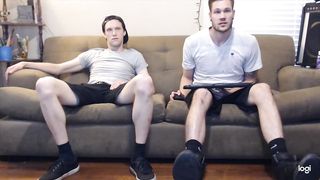 Gay bros watch porn together and masturbate