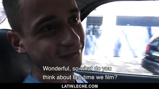 LatinLeche - Sweet Boy Sucks Cameraman’s Cock in A Car for some Cash