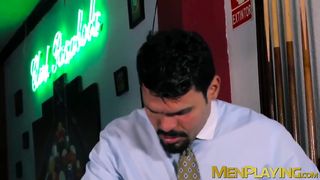 Stud in classy suit banged after being slapped with penis