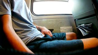 Exhibitionist Risky Jerk off on a Train, Heavy Cumshot all over Myself! 